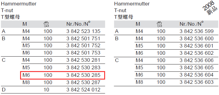 3842530285 T形螺母